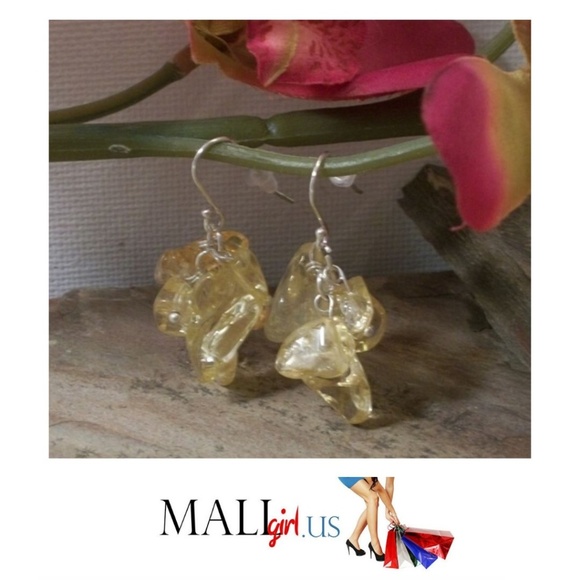 Unique Vintage Jewelry - Citrine Drop Earrings & Sterling Silver